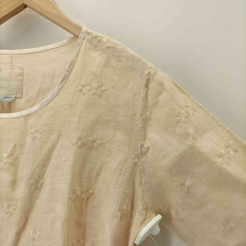 NOOSHIN FEMME USA製 リネン混 刺繍レーヨンワンピース レディース