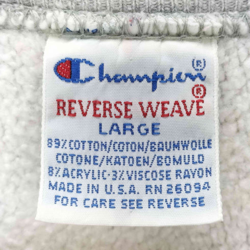 チャンピオン Champion 90S USA製 刺繍タグ REVERSEWEAVE リバースウィーブ 袖目あり EDGEWOOD COLLEGE ロゴ スウェット メンズ import:L