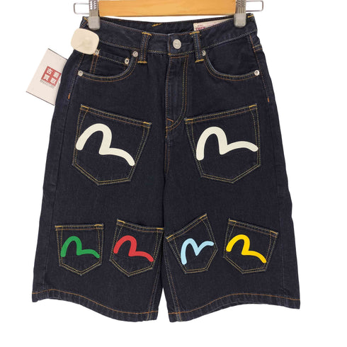 エヴィス EVISU Seagull Print and Multi-Pocket Fashion Fit Denim Shorts レディース 24 150/66A