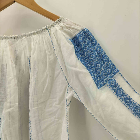 ルーマニア製 刺繍コットンガーゼブラウス レディース