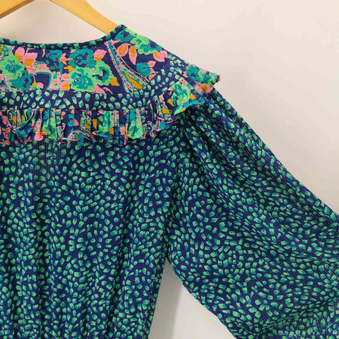 NEIMAN MARCUS USA製 総柄フリルワンピース レディース M