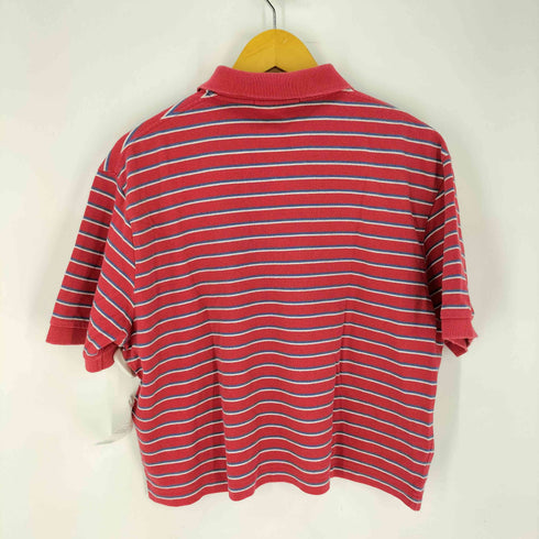 ポロバイラルフローレン Polo by RALPH LAUREN ボーダー コットン クロップドポロシャツ レディース LL