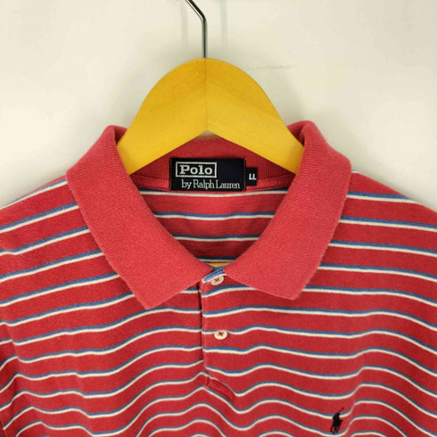 ポロバイラルフローレン Polo by RALPH LAUREN ボーダー コットン クロップドポロシャツ レディース LL