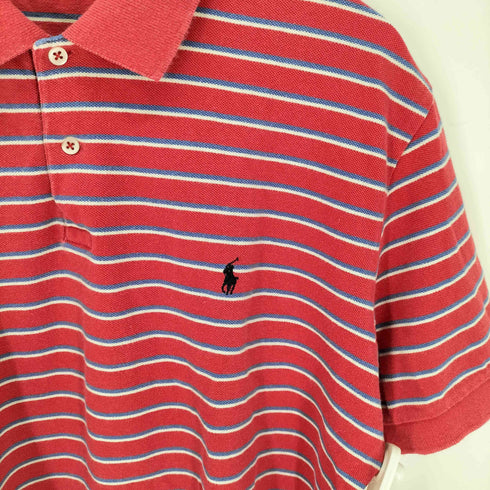ポロバイラルフローレン Polo by RALPH LAUREN ボーダー コットン クロップドポロシャツ レディース LL