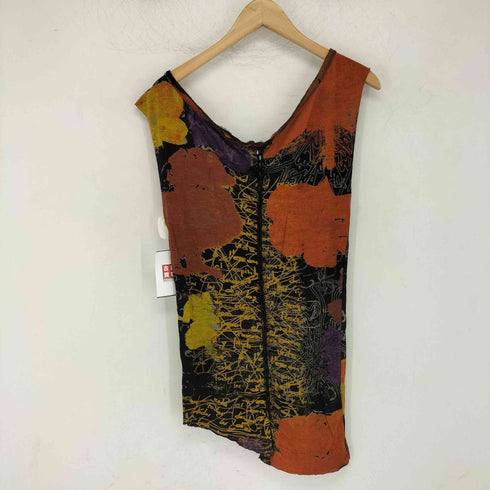 デシグアル Desigual 総柄 編み上げデザイン ノースリーブトップス タンクトップ レディース import:M