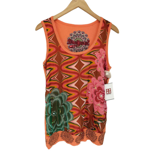 デシグアル Desigual 総柄 スパンコール ノースリーブトップス タンクトップ レディース import:M