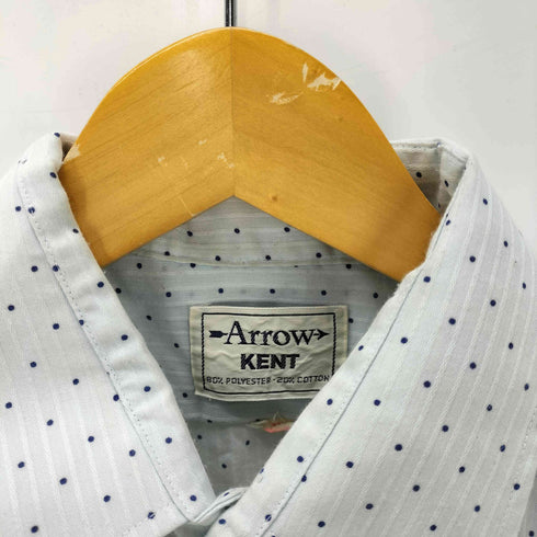 アロー ARROW KENT 70S 水玉 ドット シアー ストライプ L/S パジャマ ドレス シャツ 襟芯 メンズ 16-38