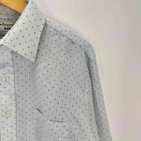 アロー ARROW KENT 70S 水玉 ドット シアー ストライプ L/S パジャマ ドレス シャツ 襟芯 メンズ 16-38