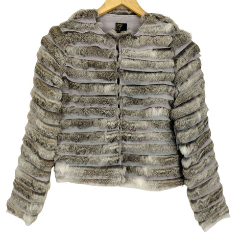 LINGUA FRANCA rabbit fur ラビットファー切替ノーカラージャケット レディース F