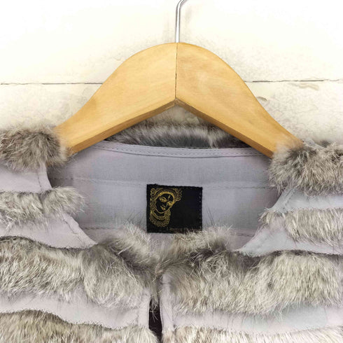 LINGUA FRANCA rabbit fur ラビットファー切替ノーカラージャケット レディース F