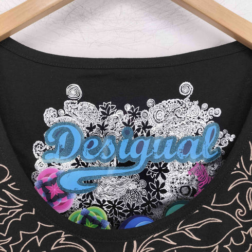 デシグアル Desigual 総柄 ラインストーン 刺繍 長袖 ロングトップス チュニック ワンピース レディース import:M