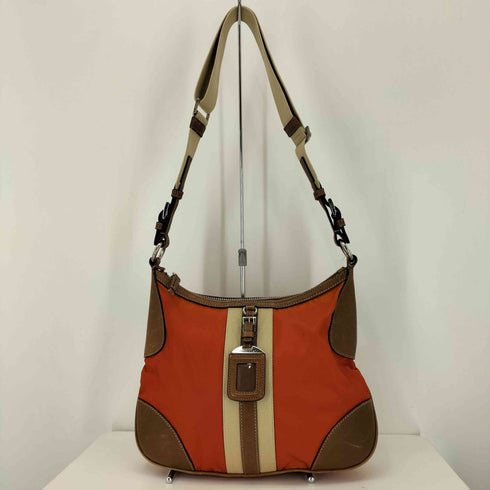 プラダ PRADA STRIPE BAG ナイロン レザー ショルダーバッグ レディース