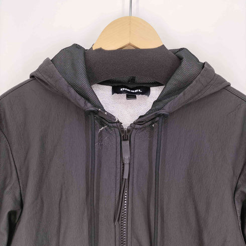 ディーゼル DIESEL レザー ジップアップ パーカー メンズ import:L