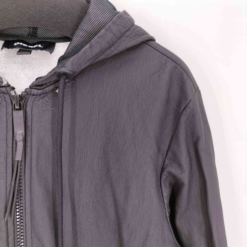 ディーゼル DIESEL レザー ジップアップ パーカー メンズ import:L