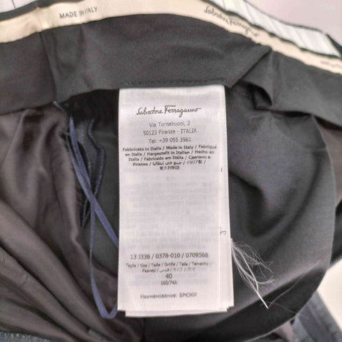 サルヴァトーレフェラガモ Salvatore Ferragamo リネンコットン ノータック ワイドスラックス レディース 40