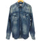PREMIUM MOOD DENIM SUPERIOR イタリア製ダメージ加工 デニム ウエスタン L/S シャツ メンズ import:L