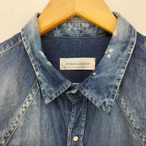 PREMIUM MOOD DENIM SUPERIOR イタリア製ダメージ加工 デニム ウエスタン L/S シャツ メンズ import:L