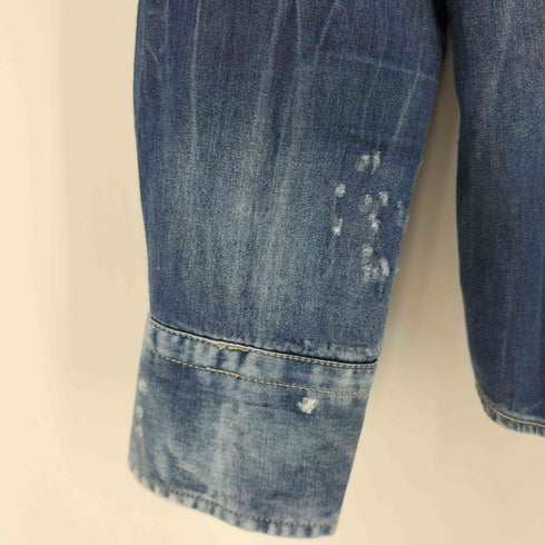 PREMIUM MOOD DENIM SUPERIOR イタリア製ダメージ加工 デニム ウエスタン L/S シャツ メンズ import:L