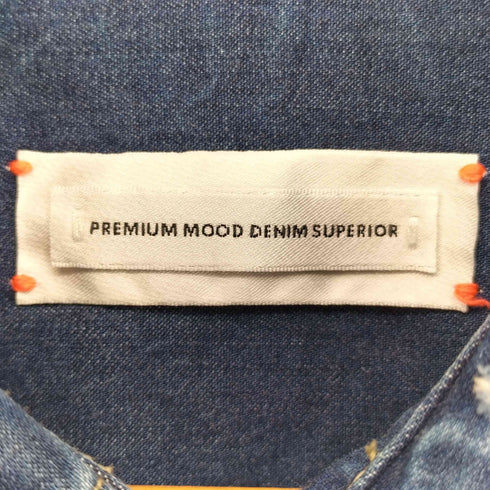 PREMIUM MOOD DENIM SUPERIOR イタリア製ダメージ加工 デニム ウエスタン L/S シャツ メンズ import:L