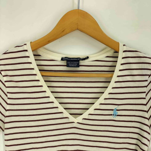ポロスポーツ POLO SPORT RLX ポニー刺繍 ボーダー柄 Vネック S/S Tシャツ レディース JPN:S