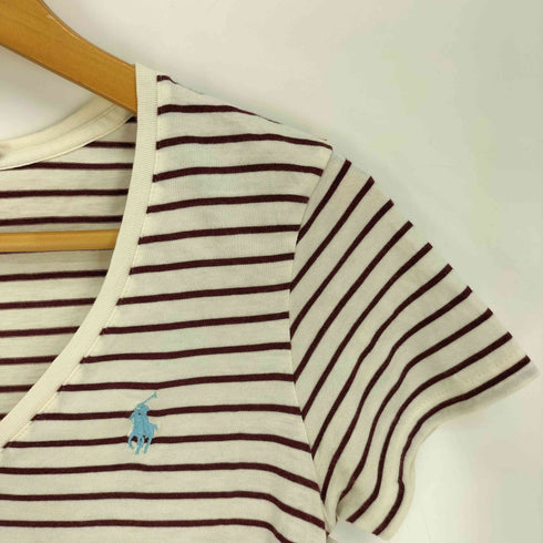 ポロスポーツ POLO SPORT RLX ポニー刺繍 ボーダー柄 Vネック S/S Tシャツ レディース JPN:S