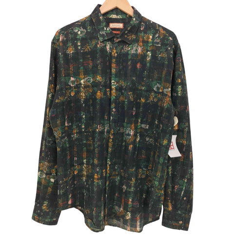 ザラマン ZARA MAN SLIM FIT チェック フラワープリント レギュラーカラー L/S シャツ メンズ import:XL
