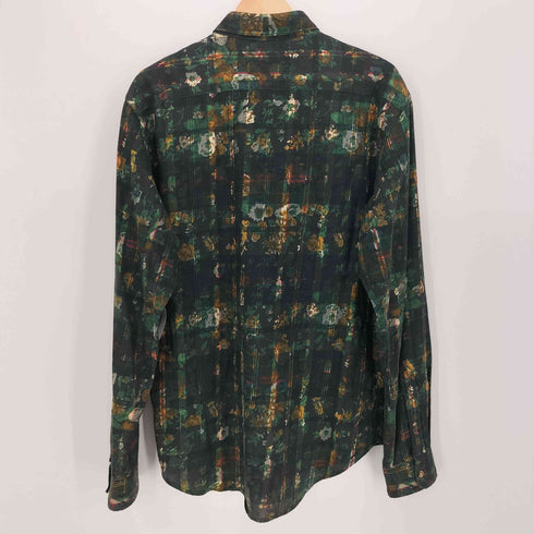 ザラマン ZARA MAN SLIM FIT チェック フラワープリント レギュラーカラー L/S シャツ メンズ import:XL