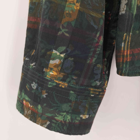 ザラマン ZARA MAN SLIM FIT チェック フラワープリント レギュラーカラー L/S シャツ メンズ import:XL