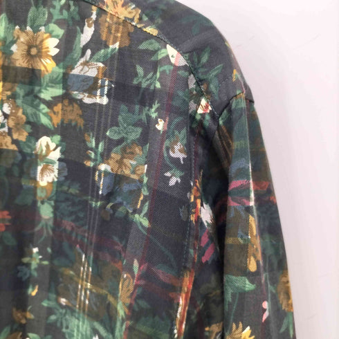 ザラマン ZARA MAN SLIM FIT チェック フラワープリント レギュラーカラー L/S シャツ メンズ import:XL