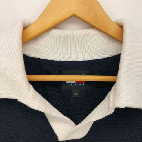 トミージーンズ tommy jeans フロントロゴ コットン ニットポロ メンズ import:XL