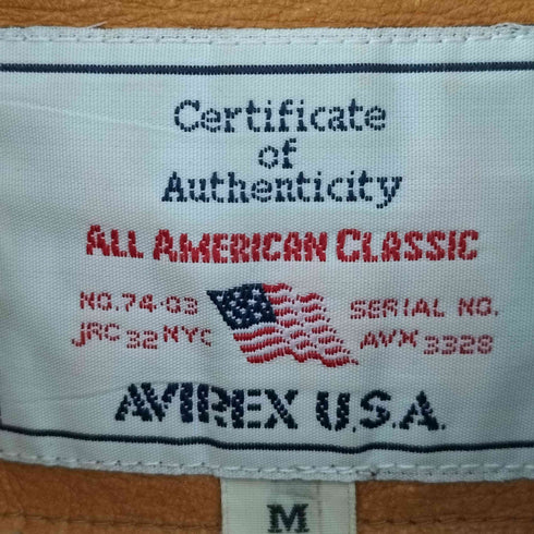 アヴィレックス AVIREX カウレザー 裏地キルティング スイングトップ レザージャケット メンズ import:M