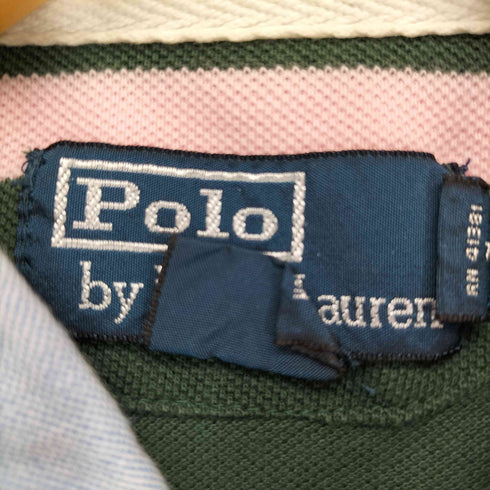 ポロバイラルフローレン Polo by RALPH LAUREN 90s- ワッペン刺繍 ボーダー柄ポロシャツ メンズ S