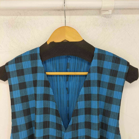 プリーツプリーズイッセイミヤケ PLEATS PLEASE ISSEY MIYAKE 95AW ギンガムチェック プリーツベスト レディース JPN:3