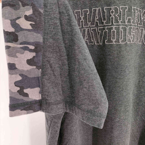 ハーレーダビッドソン HARLEY-DAVIDSON 迷彩 カモ 切替 刺繍ロゴ Tシャツ メンズ