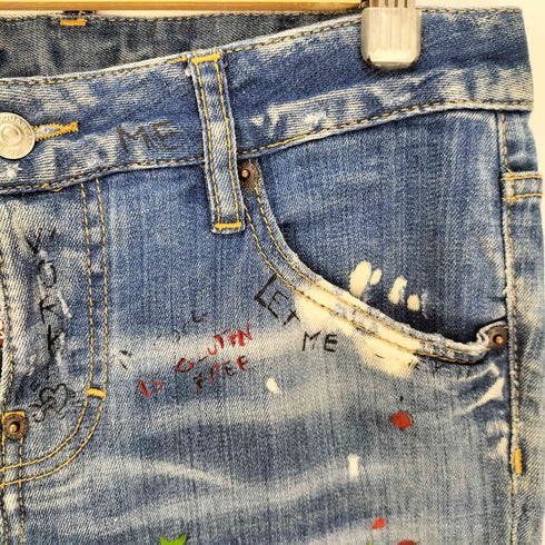 ディースクエアード DSQUARED2 18SS イタリア製 DISTRESSED PRINTED TOMBOY JEANS レディース EUR:36