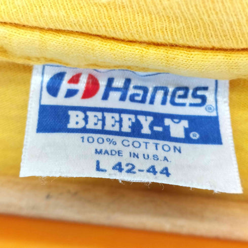 ヘインズ Hanes 80S ボディ USA製 企業ロゴ S/S Tシャツ 裾袖 シングルステッチ メンズ import:L