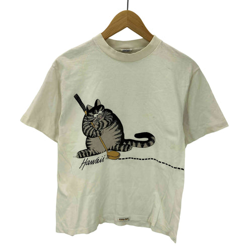 クレイジーシャツ CRAZY SHIRTS 90S USA製 猫 ネコ キャット プリント S/S Tシャツ メンズ import:S