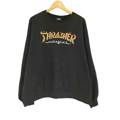 スラッシャー THRASHER カリグラフィー フロントプリントクルーネックスウェット メンズ XL