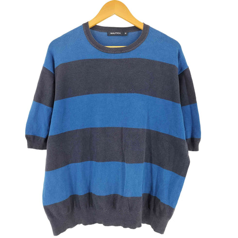 ノーティカ NAUTICA コットンポリ クルーネックS/S ボーダーニット メンズ JPN:M