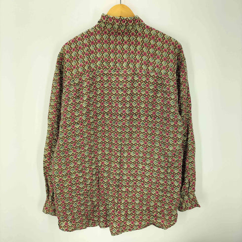 90-00S 絹 シルク 100% 総柄 L/S シャツ メンズ import:M