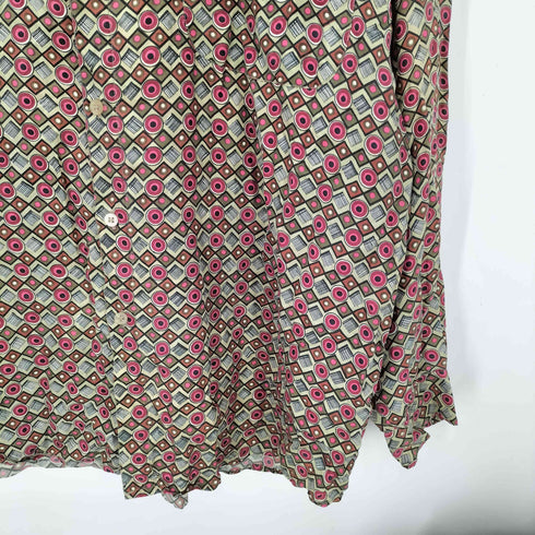 90-00S 絹 シルク 100% 総柄 L/S シャツ メンズ import:M
