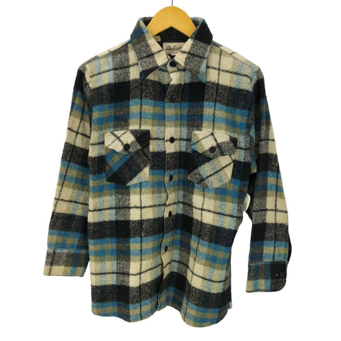 Madison 70-80S ウール リネン ナイロン 混 チェック L/S ヘビー フランネル ヘビネル シャツ メンズ import:L