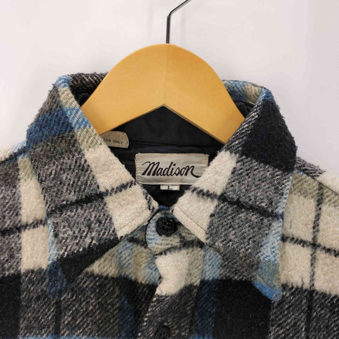 Madison 70-80S ウール リネン ナイロン 混 チェック L/S ヘビー フランネル ヘビネル シャツ メンズ import:L