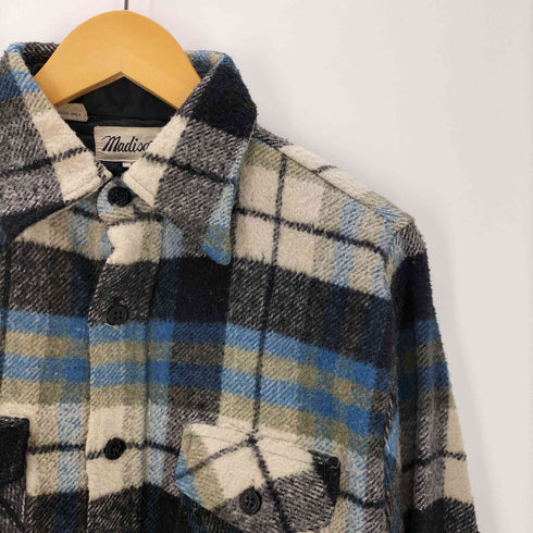 Madison 70-80S ウール リネン ナイロン 混 チェック L/S ヘビー フランネル ヘビネル シャツ メンズ import:L
