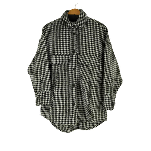 ザラ ZARA 千鳥格子柄 テクスチャ― シャツ ジャケット レディース import:XS