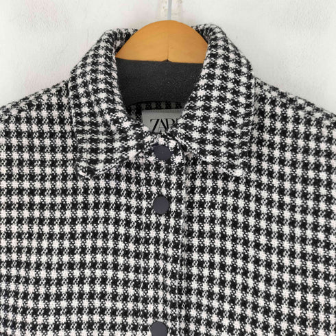 ザラ ZARA 千鳥格子柄 テクスチャ― シャツ ジャケット レディース import:XS