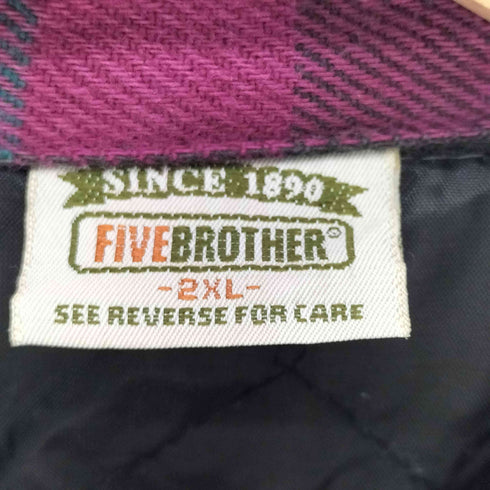 ファイブブラザー FIVE BROTHER 90S USA製 裏地キルティング ヘビー フランネル ヘビネル シャツ 襟芯 メンズ 2XL