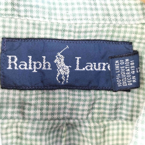 ラルフローレン RALPH LAUREN リネン ボタンダウン ギンガムチェックシャツ メンズ M