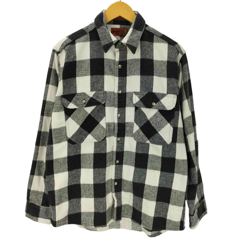 フィールドマスター fieldmaster 90S USA製 コットン ブロックチェック L/S ヘビー ネル シャツ メンズ import:L