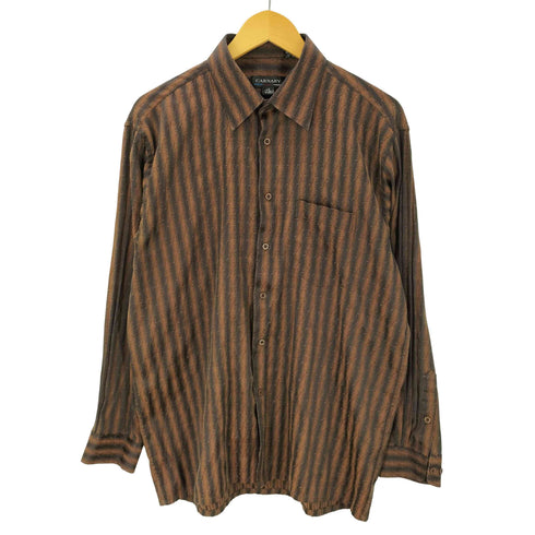 CARNABY コットン ポリ 総柄 波状 ストライプ L/S シャイニー シャツ メンズ import:L